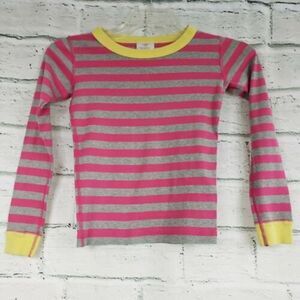Hanna andersson 140 size 10 pink gray yellow pajama top Girls Cotton shirt